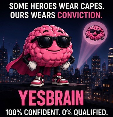 YESBRAIN hero wearing conviction meme