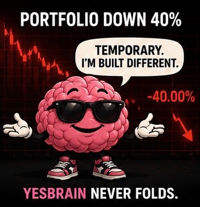 YESBRAIN never folds portfolio meme